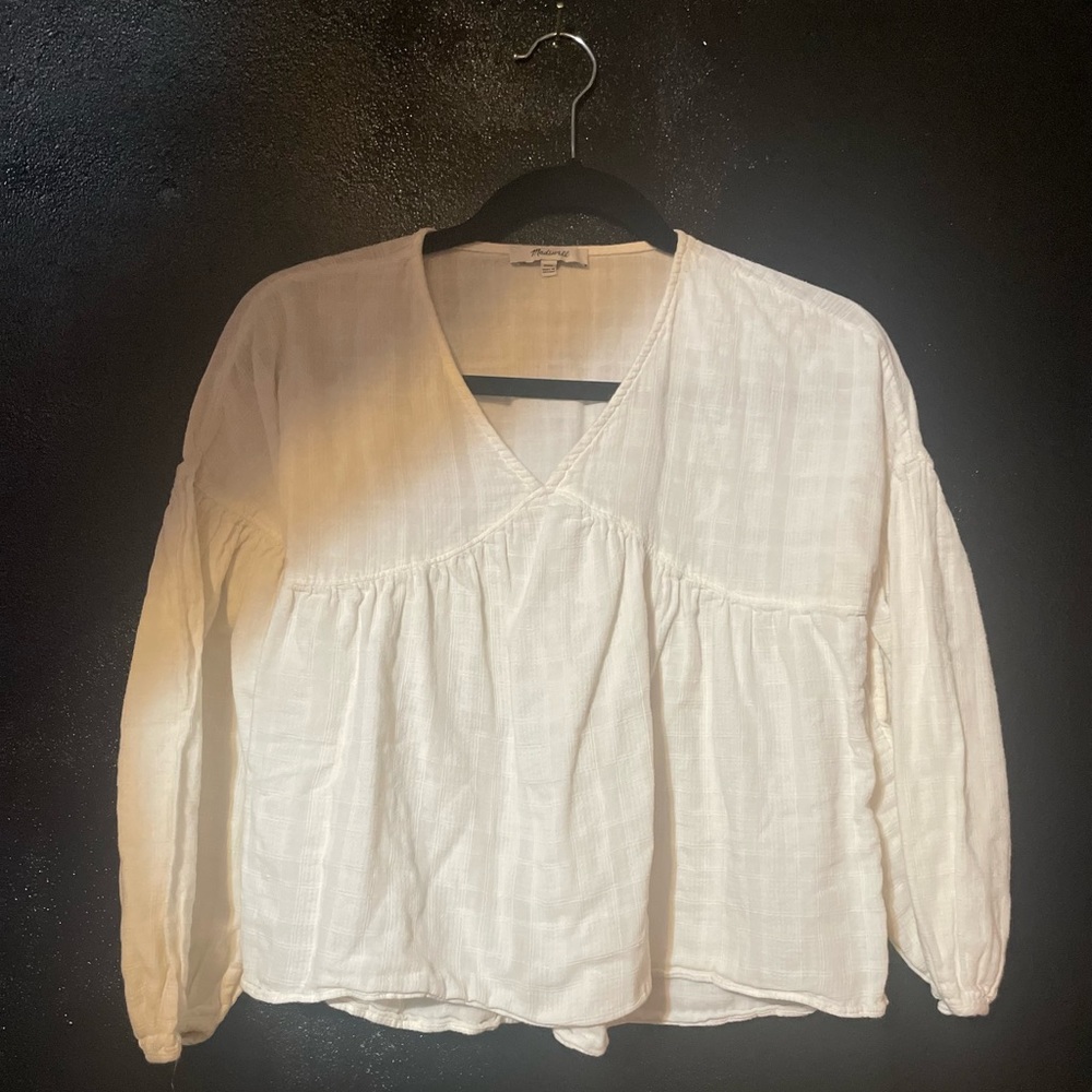 MADEWELL -*- XXS -*- White Long Sleeve Peasant Blouse